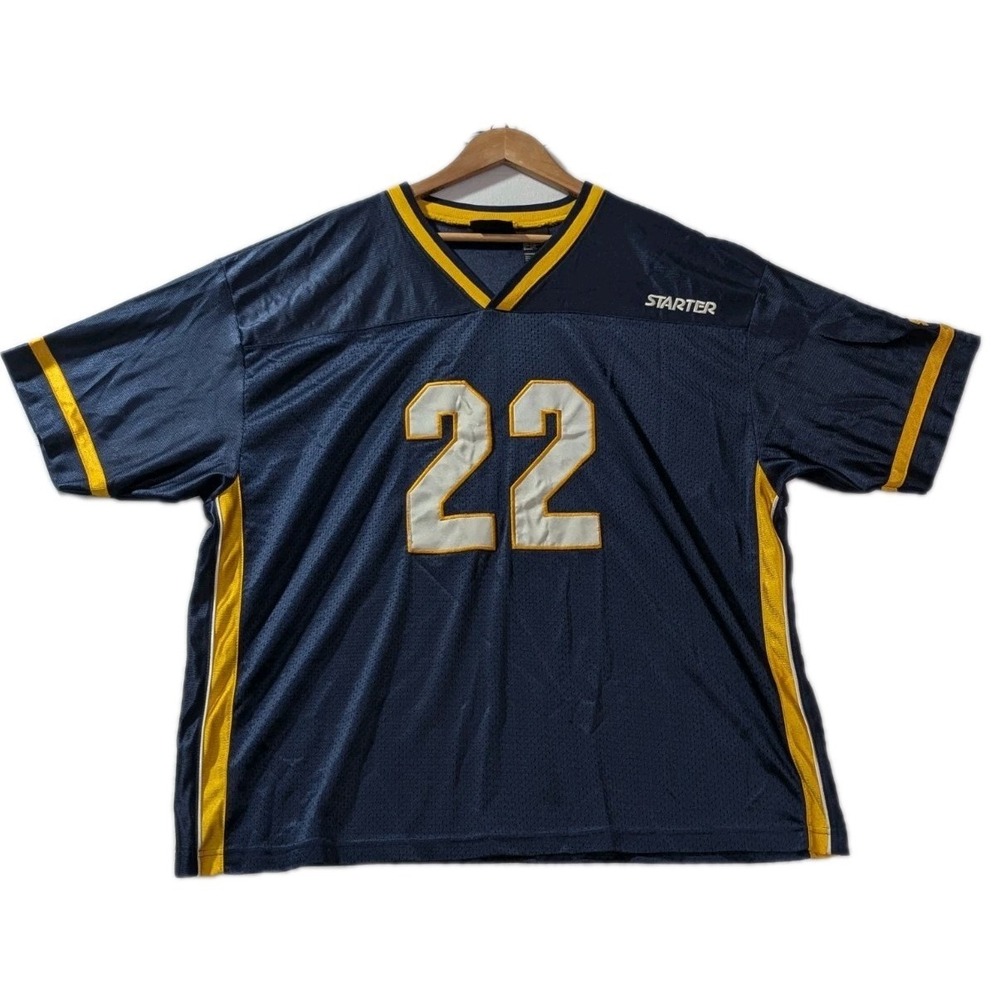 Vintage‎ Y2K Starter Football Jersey #22 Navy Yellow Mesh Mens XL Blank